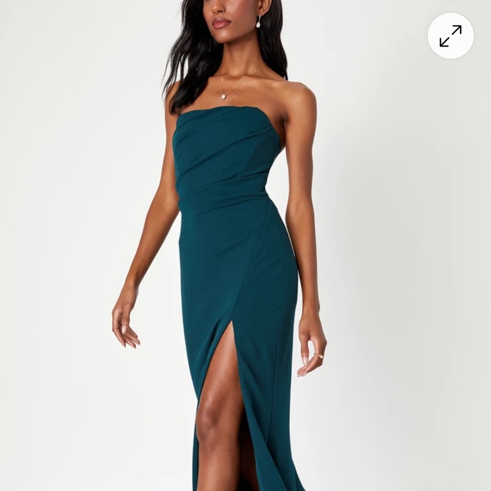 NWT! Lulu's Blue Strapless Sheath Dress with Slit